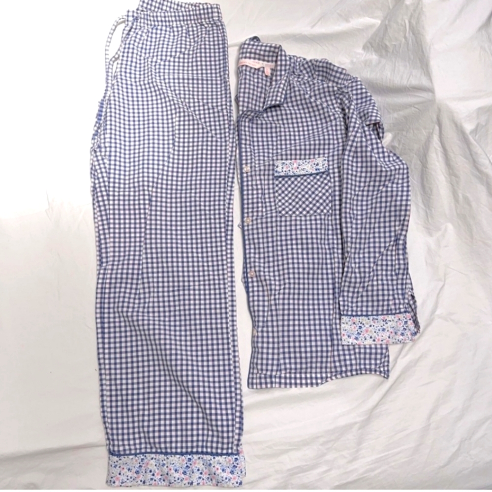 Victoria’s Secret gingham floral trimmed pajama set